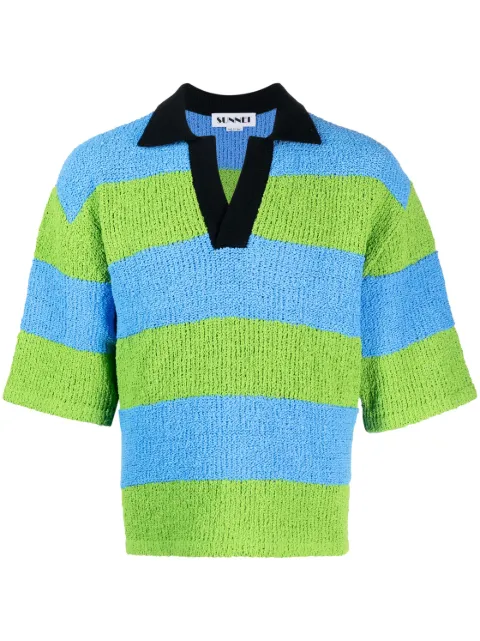 Sunnei striped knitted polo shirt 