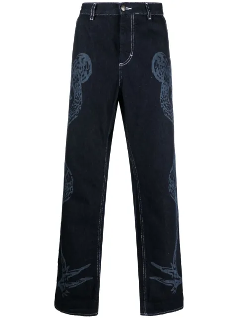 Charles Jeffrey Loverboy etched denim wide-leg jeans