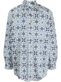 Drôle De Monsieur Faïence geometric-print cotton shirt - Blue