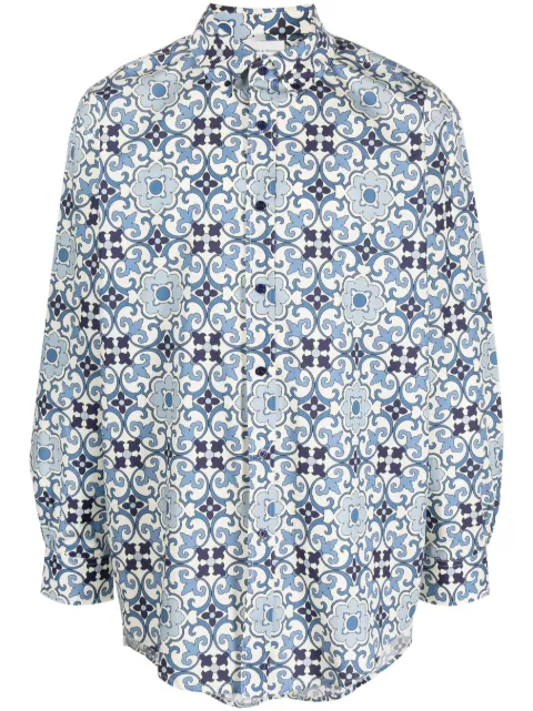 Drôle De Monsieur Faïence geometric-print cotton shirt