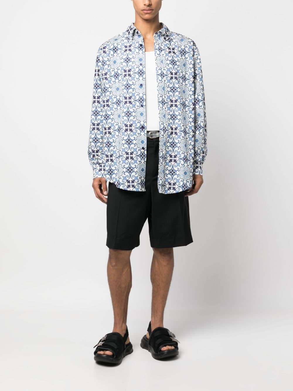 Drôle De Monsieur Overhemd met geometrische print - Blauw