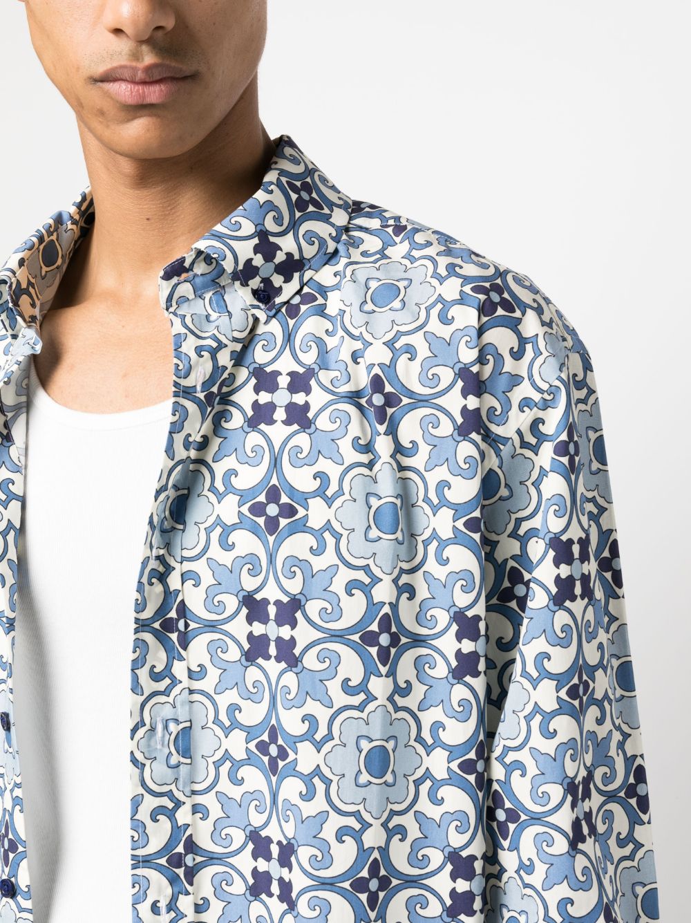 DRÔLE DE MONSIEUR FAÏENCE GEOMETRIC-PRINT COTTON SHIRT 