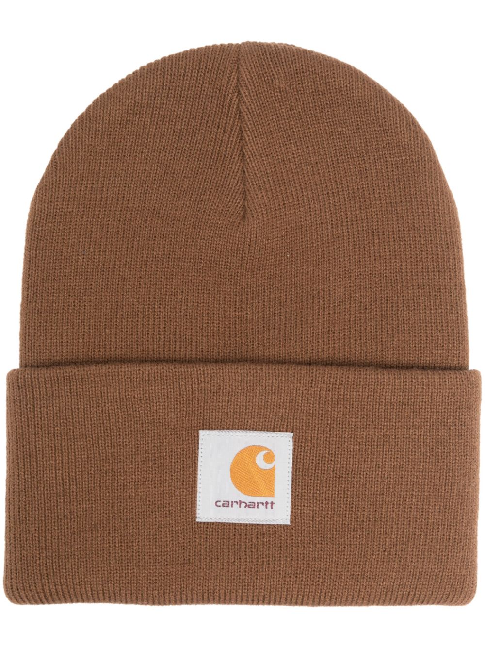 Carhartt Logo-patch Knit Beanie In Brown