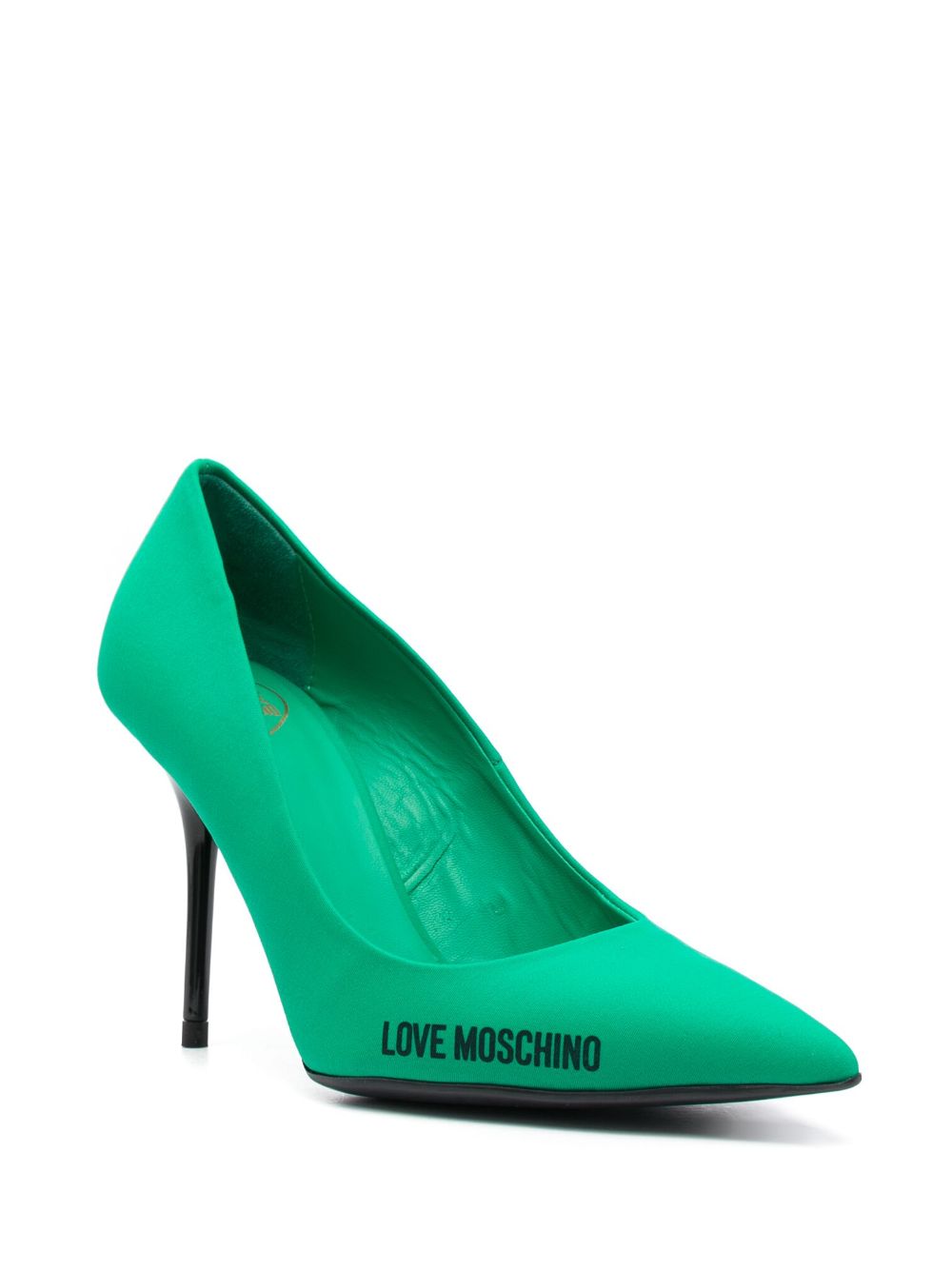 Love Moschino 100mm logo-print pointed pumps - Groen