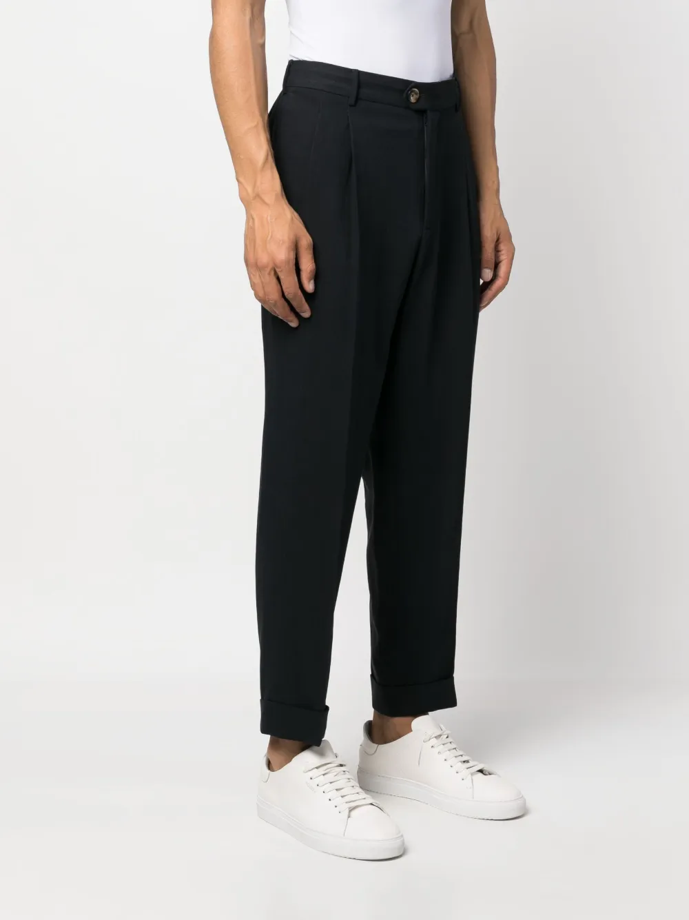 Pt Torino Turn-up Hem Tapered Trousers In Blau
