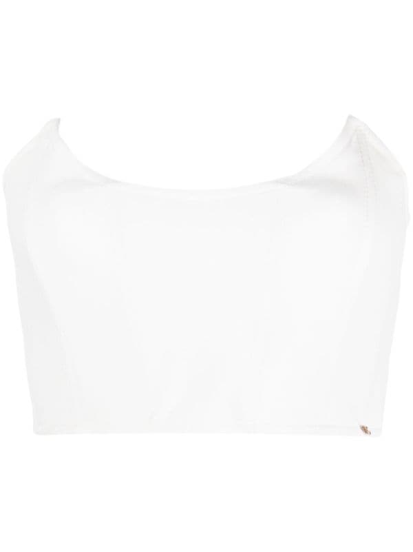 NISSA Cropped zip-fastening Corset Top - Farfetch