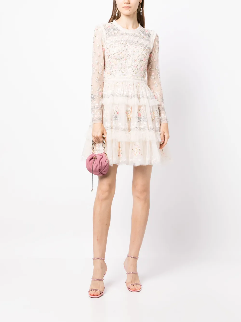 Needle & Thread Primrose Bouquet floral-embellished dress - Beige