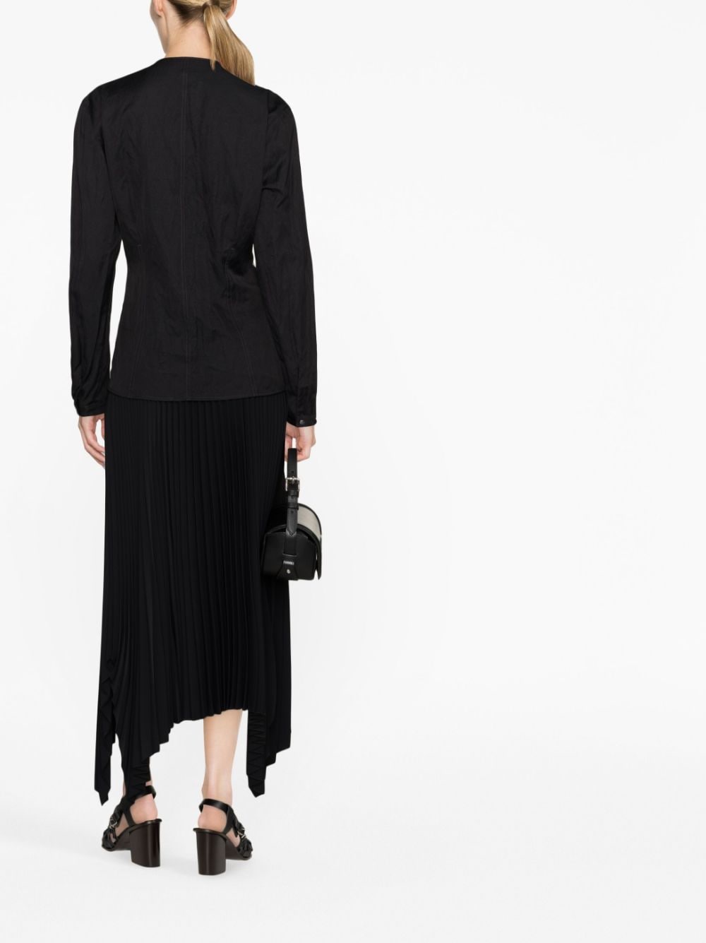 Shop Lemaire Press-stud Long-sleeve Shirt In Black