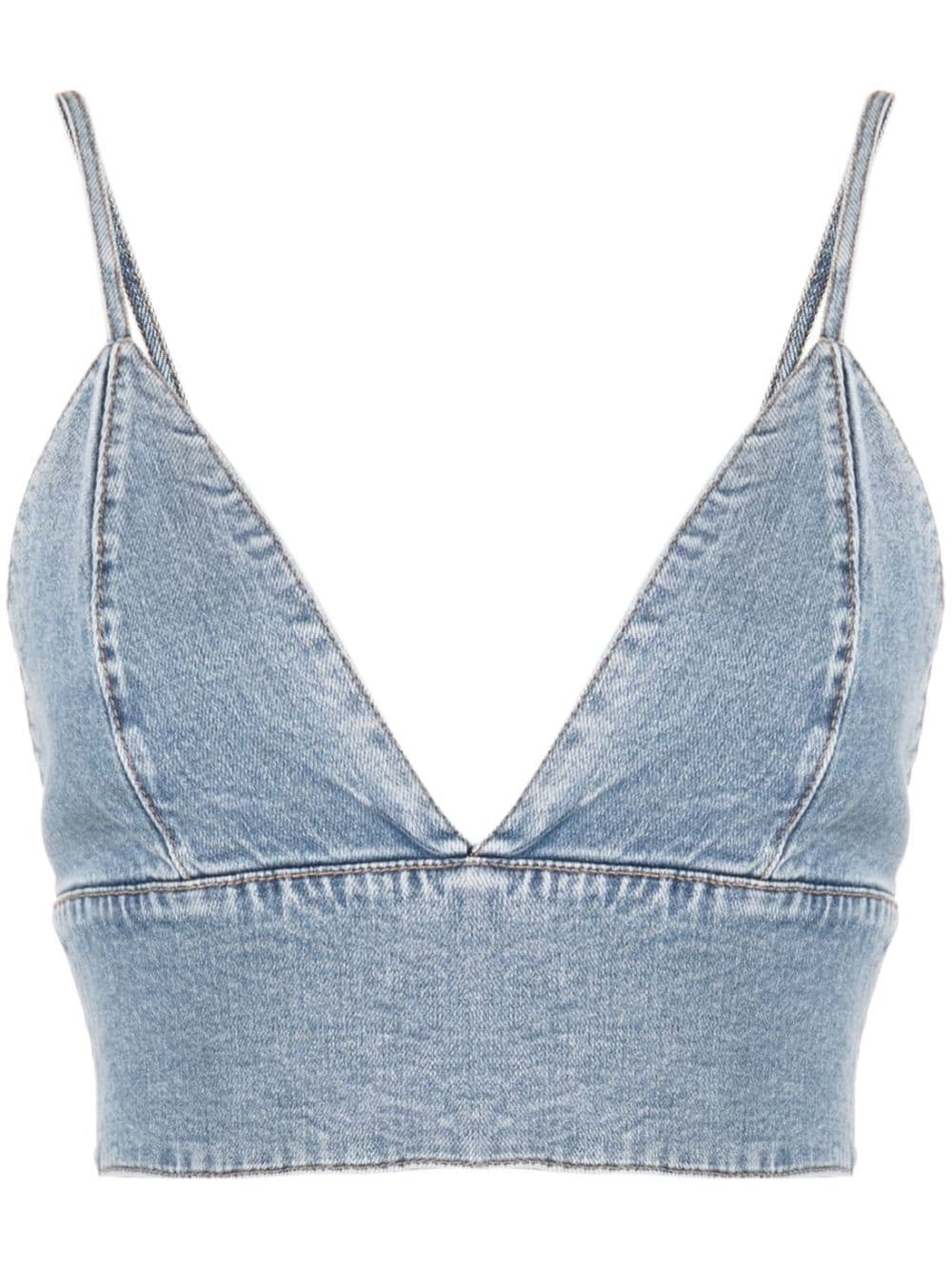 Alice + Olivia Carli Denim Crop Top - Farfetch