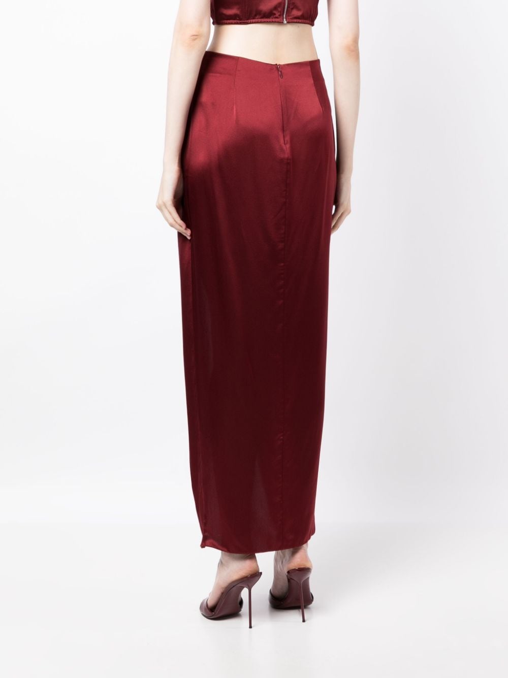 Shop Fleur Du Mal Twist-detail Silk Skirt In Red