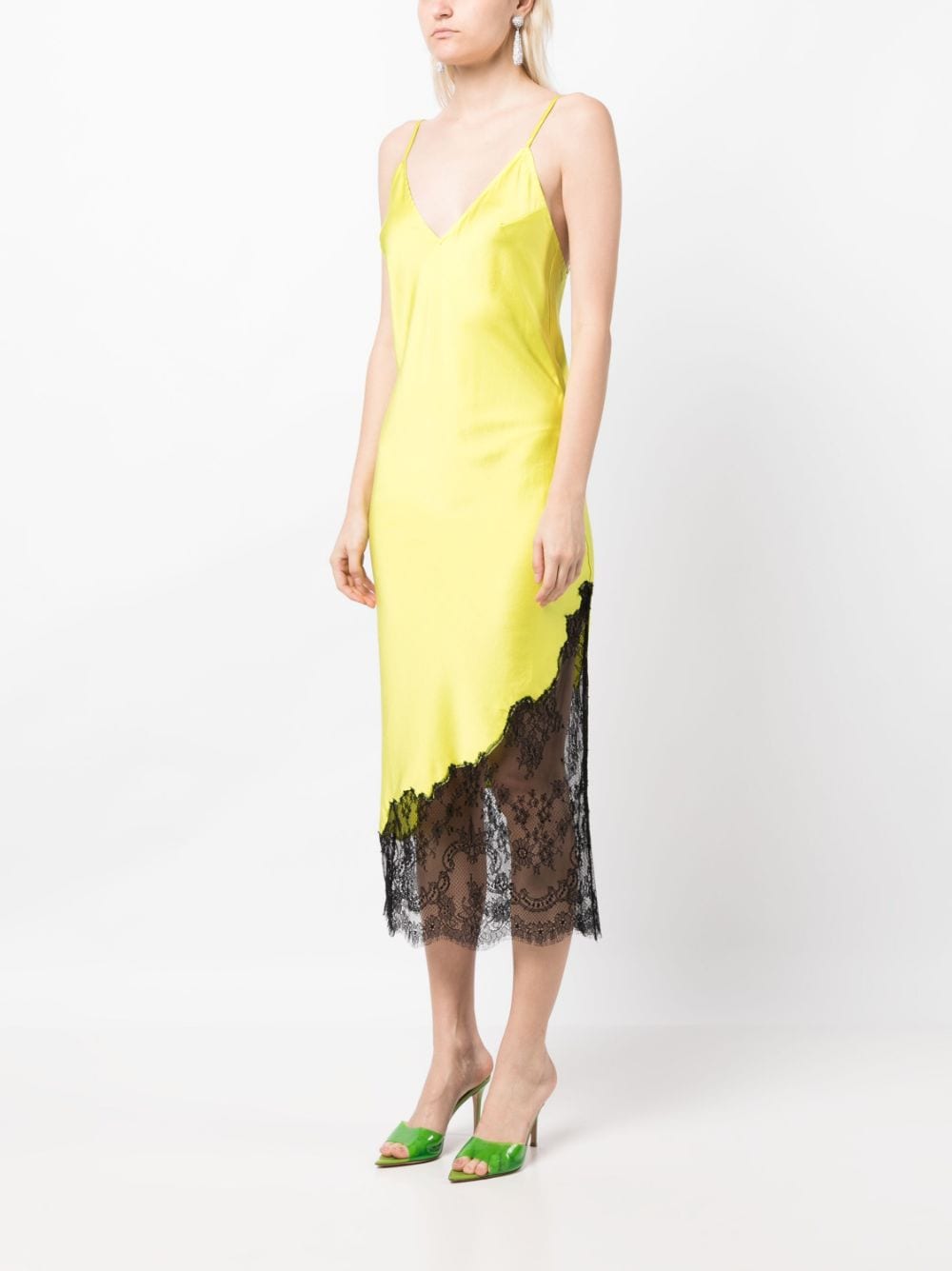Shop Fleur Du Mal Lace-trim Slip Dress In Volt