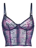 Fleur Du Mal Boombox embroidered longline demi bra - Blue