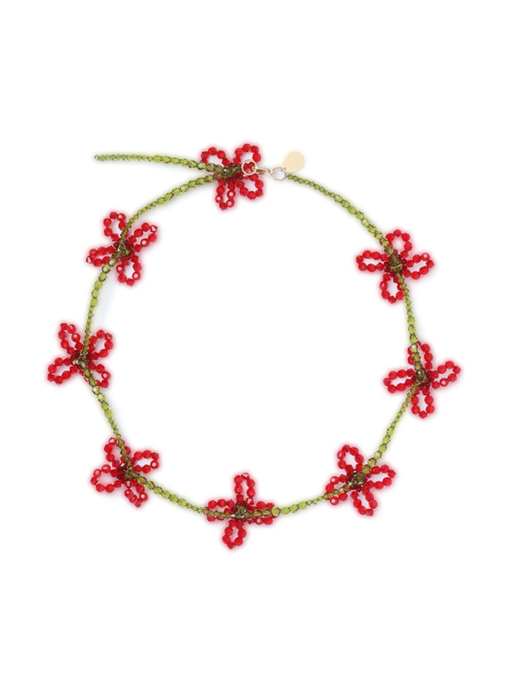Shop Simone Rocha Floral Bead-embellished Necklace In Red