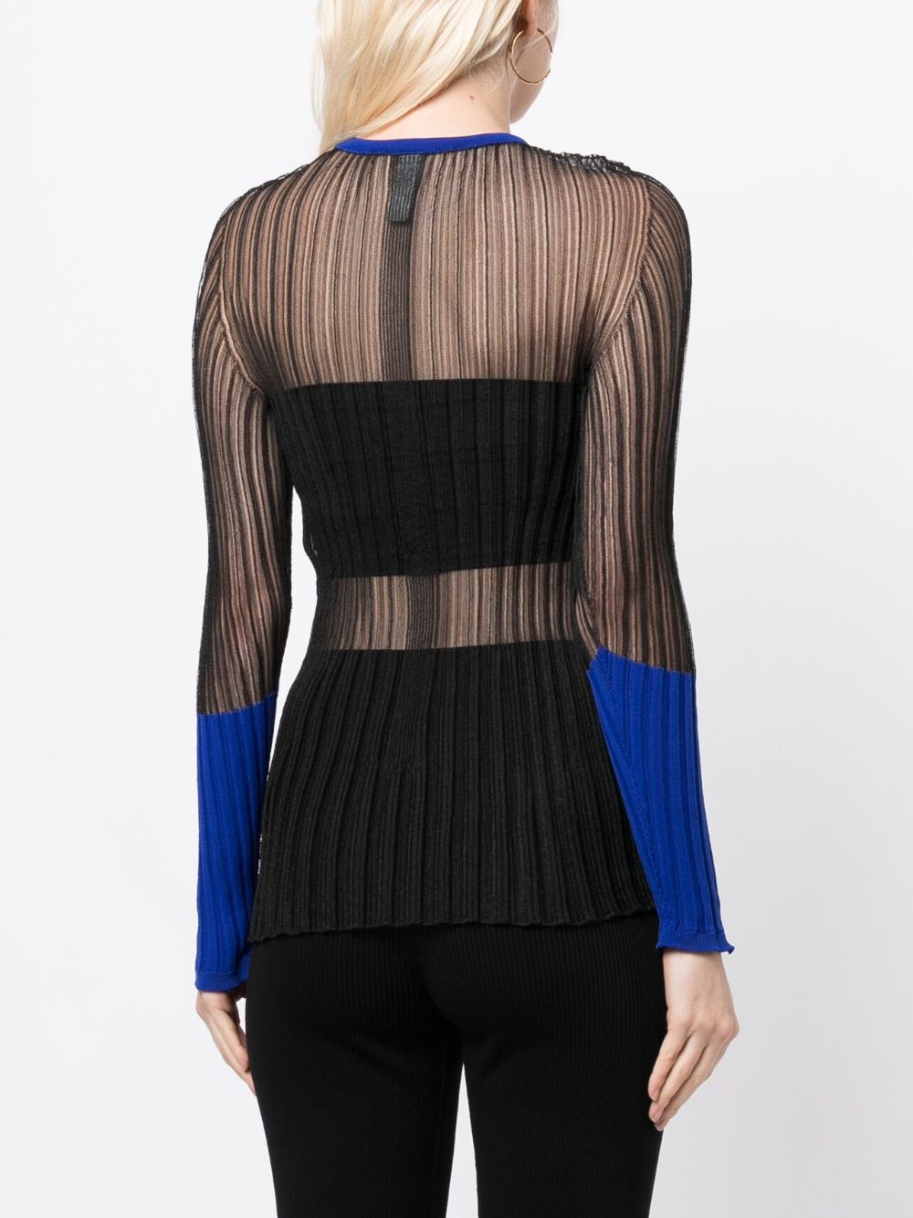 Shop Cfcl Ribbed-knit Sheer Top In Black
