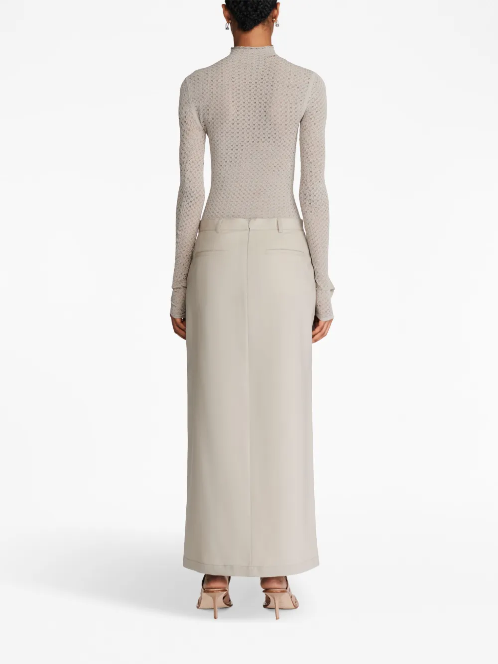 Shop Dion Lee Zip-detail Wool Midi Skirt In Neutrals