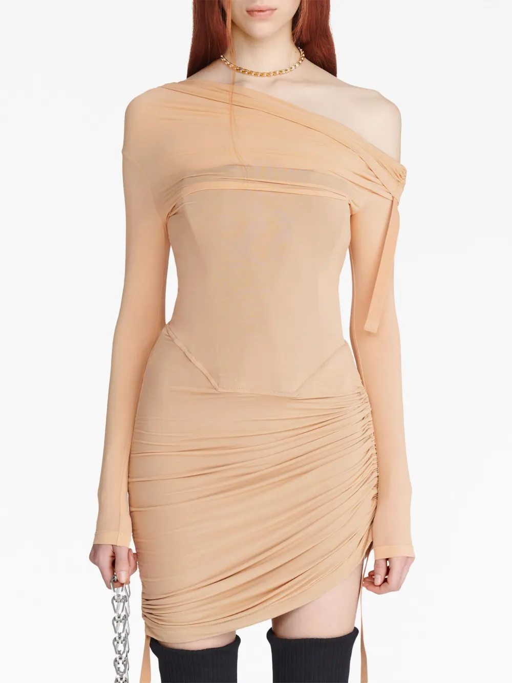 Off-Shoulder Gathered Minidress