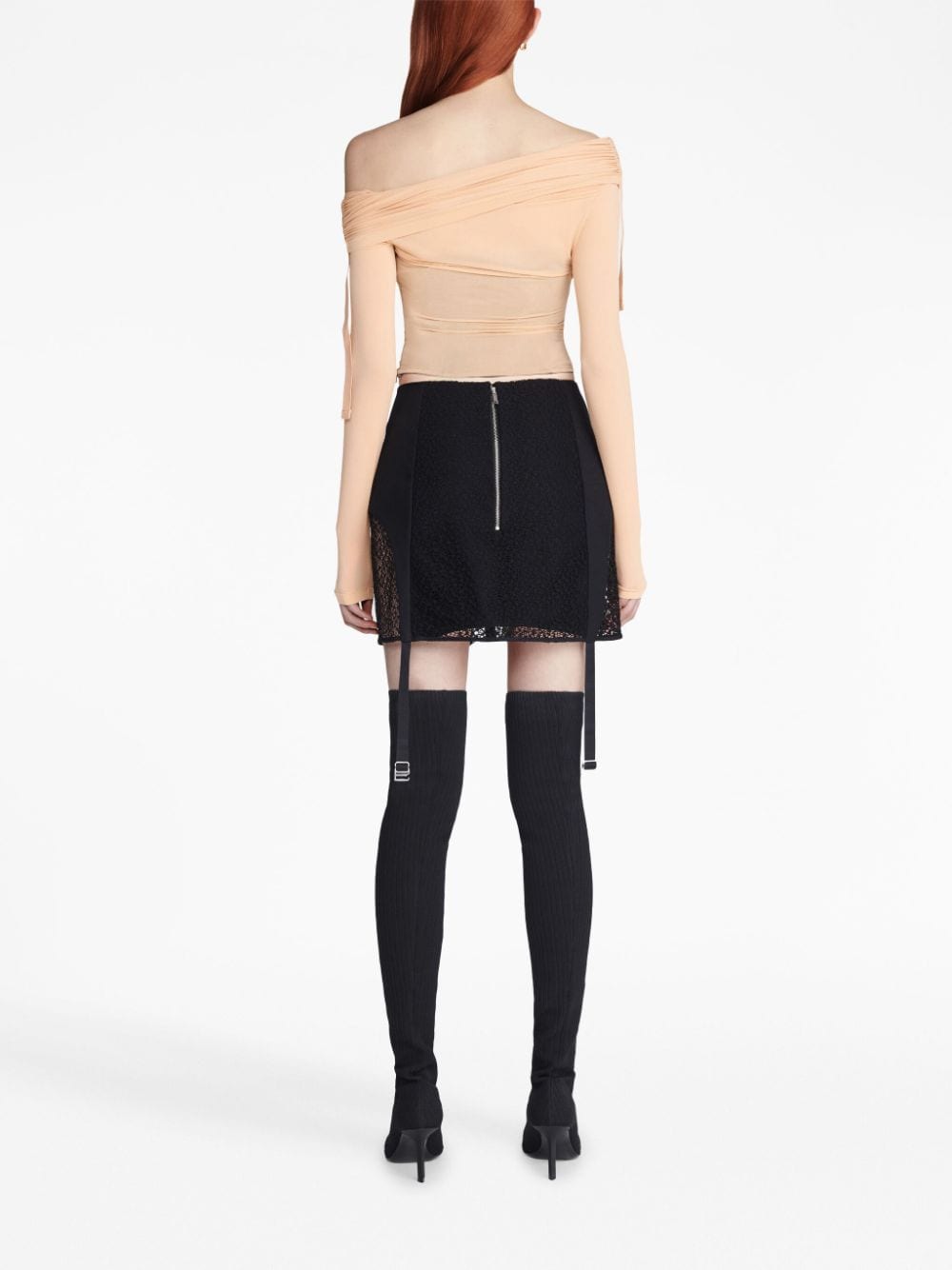 Shop Dion Lee Lace-up Corset-style Miniskirt In Black