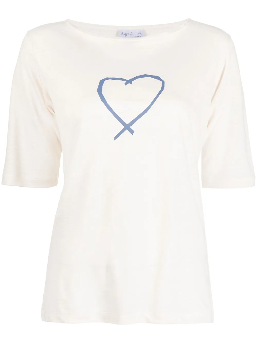 agnès b. heart-print linen T-shirt