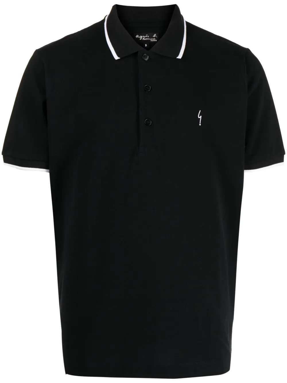 agnès b. logo-embroidered cotton polo shirt - Black