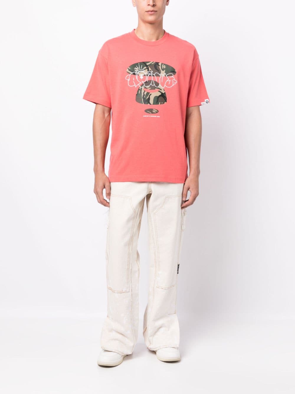 Shop Aape By A Bathing Ape Graphic-print Cotton T-shirt In Rosa
