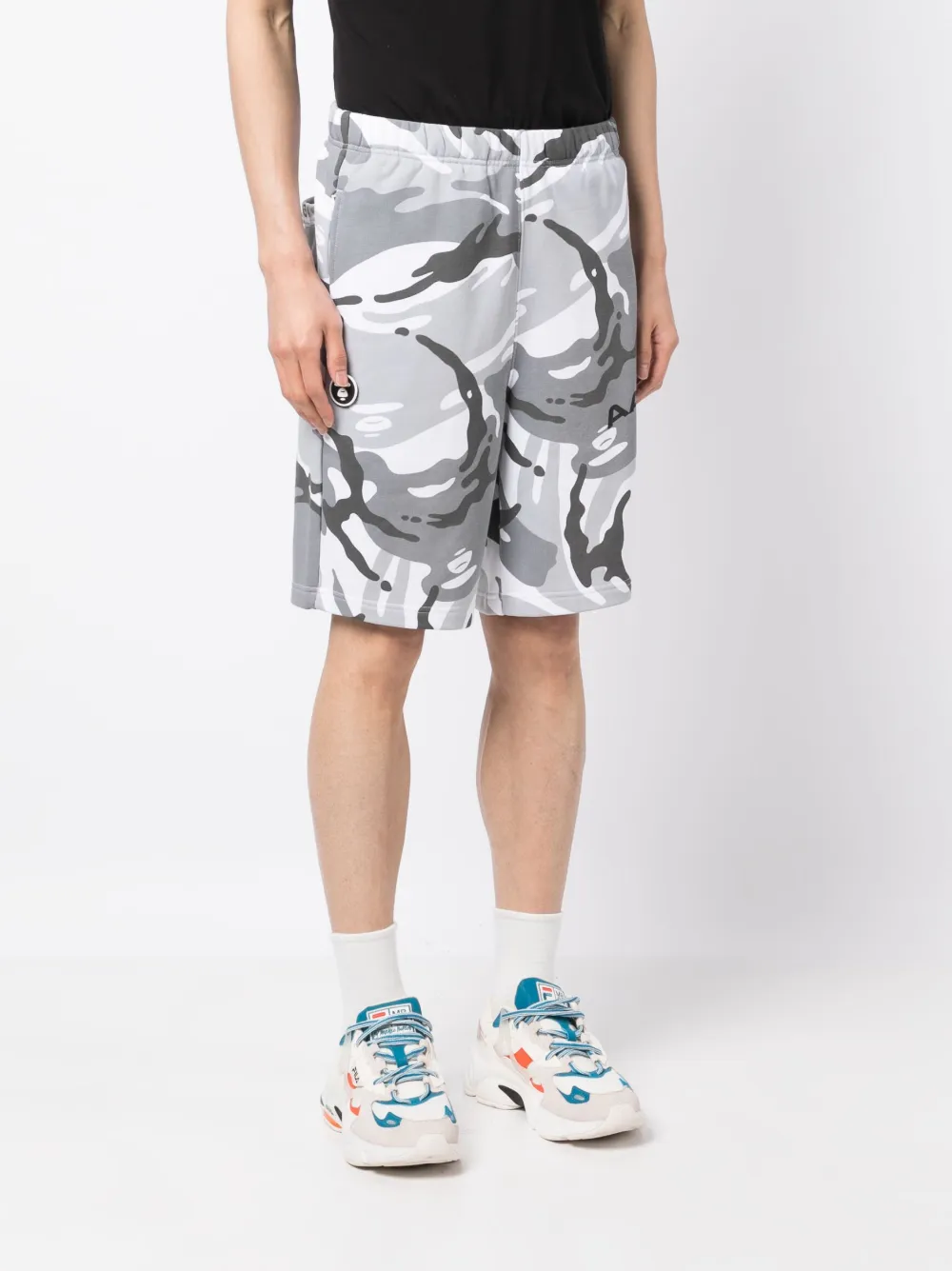 Shop Aape By A Bathing Ape Logo-appliqué Camouflage-print Shorts In White