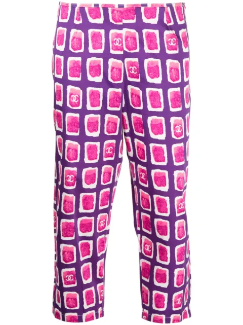 CHANEL Pre-Owned 2001 CC geometric-print cropped trousers
