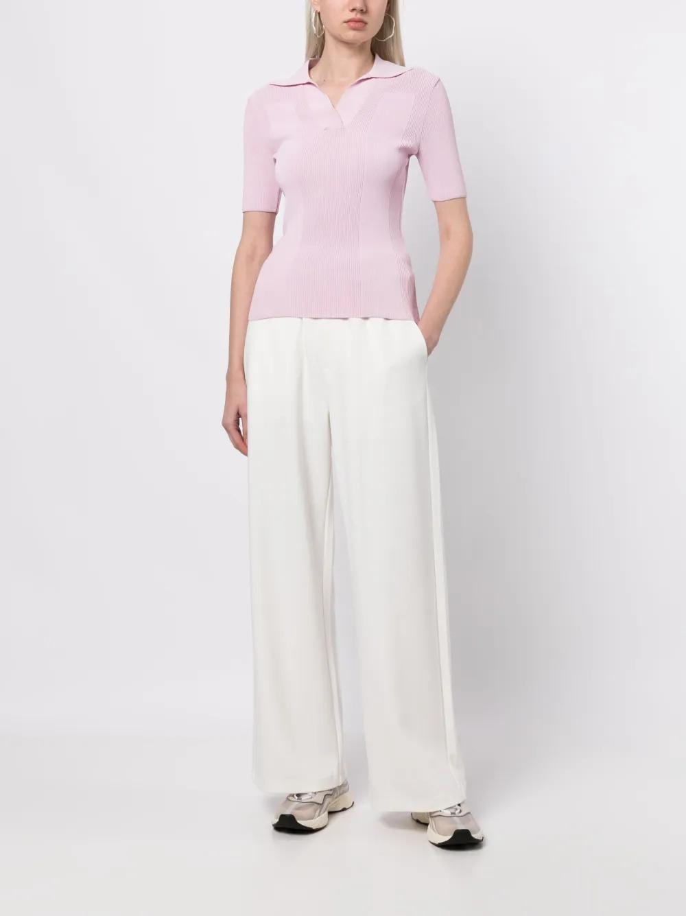 b+ab elasticated-waistband straight pants - Wit