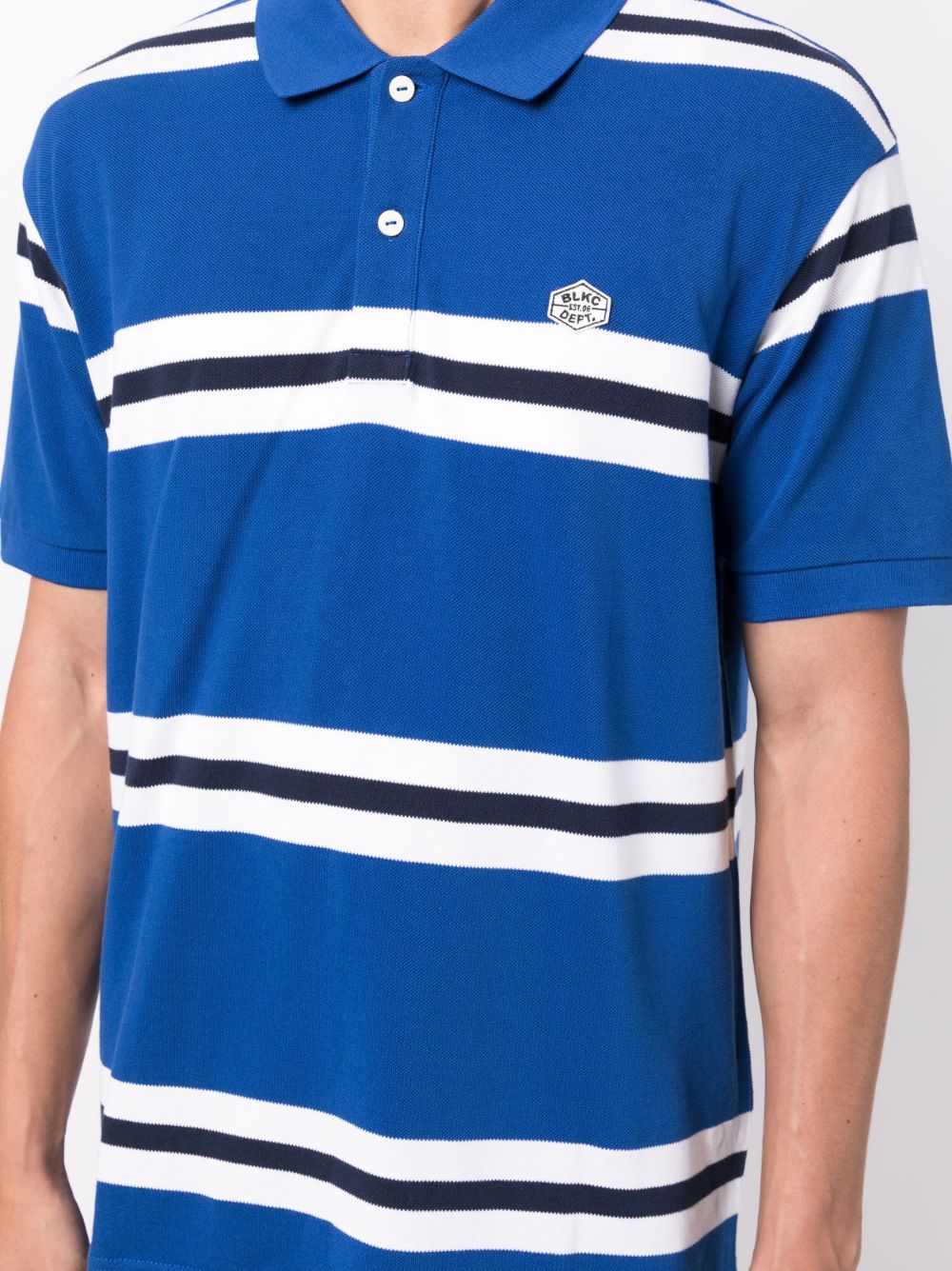 Shop Chocoolate Horizontal Stripes Cotton Polo Shirt In Blue