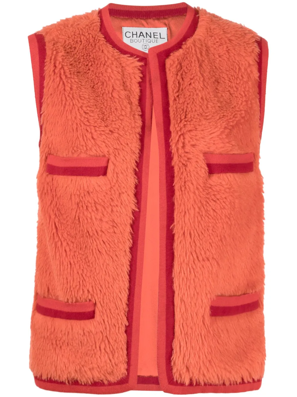 Pre-owned Chanel 1994 Cc Open-front Gilet In Orange