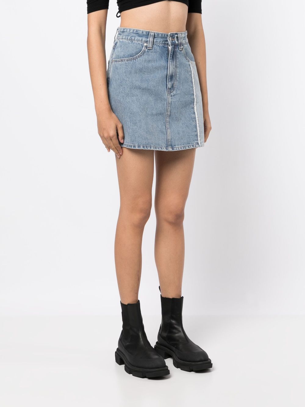 Shop Izzue High-waisted Denim Miniskirt In Blue