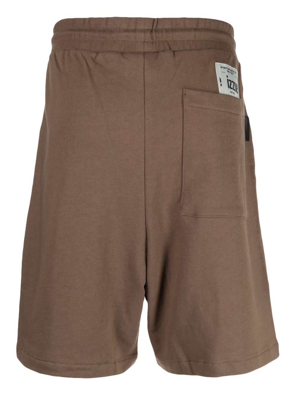 Shop Izzue Embroidered-logo Cotton Track Shorts In Brown