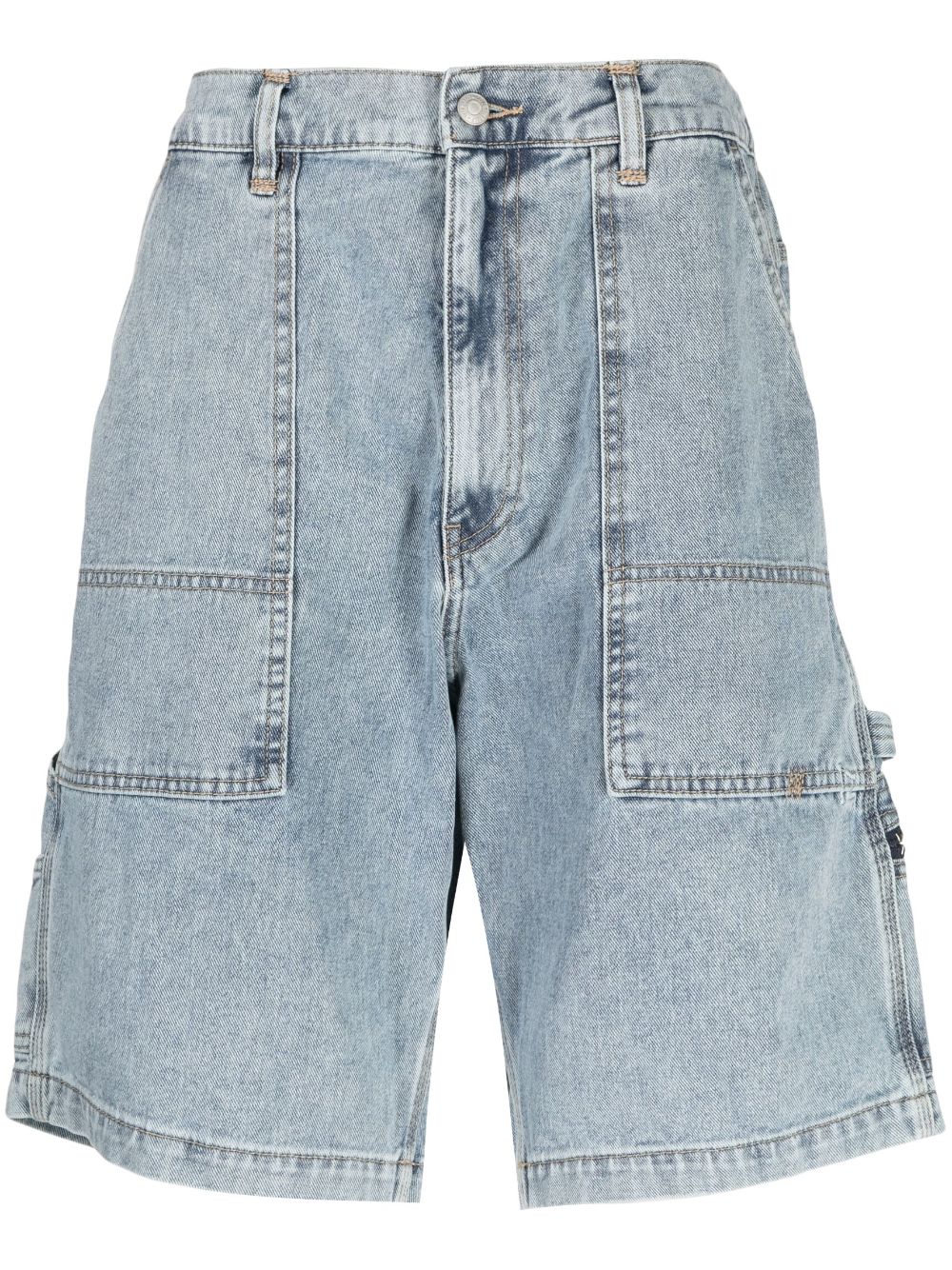 Izzue Carpenter Cotton Denim Shorts In Blue