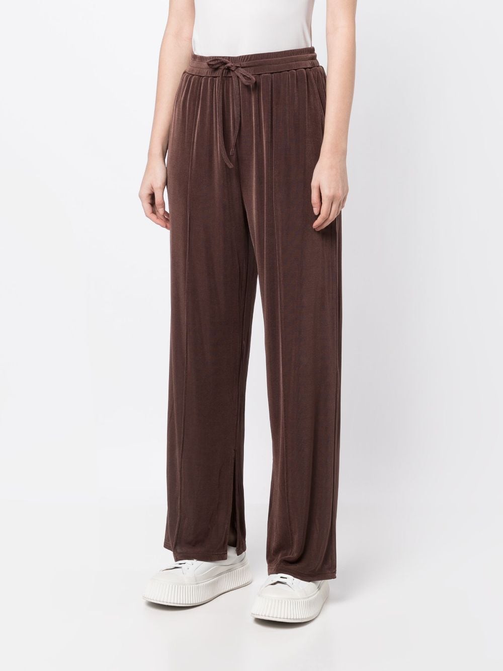 Shop Tout A Coup Velour Straight-leg Trousers In Brown
