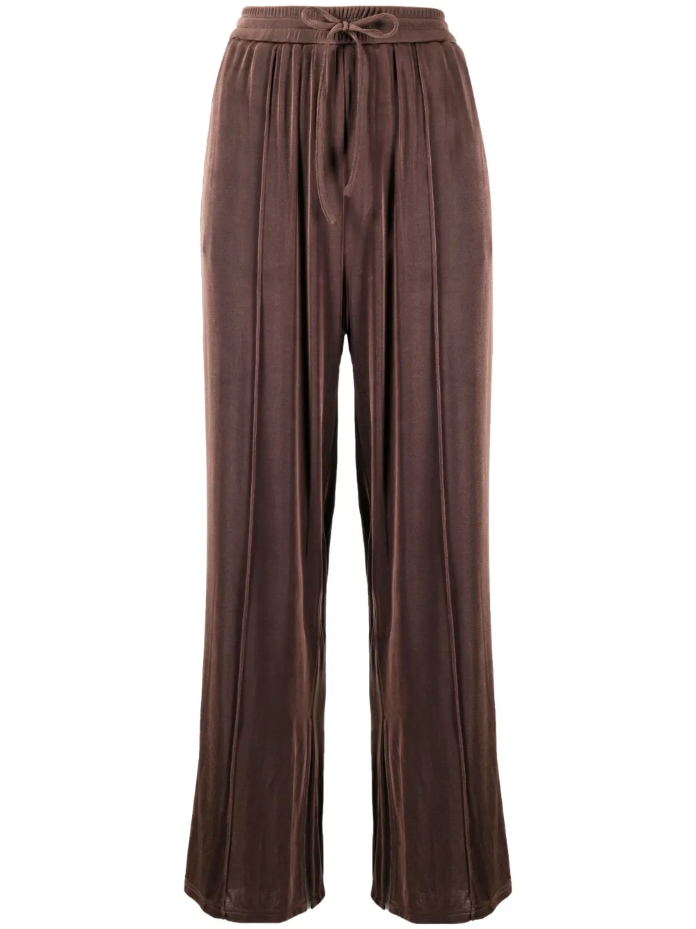 Shop Tout A Coup Velour Straight-leg Trousers In Brown