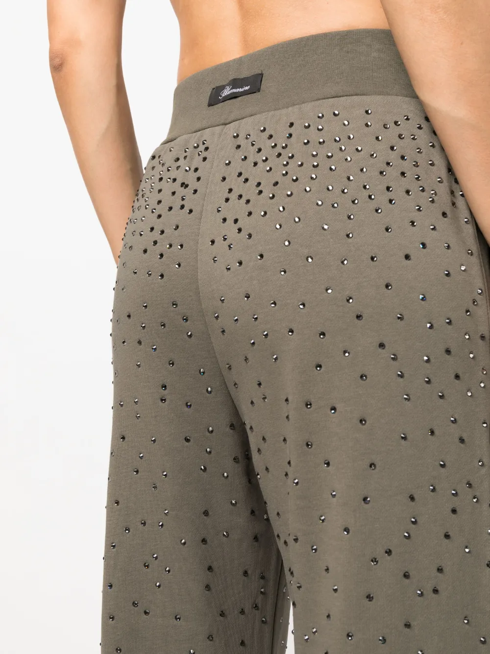 Blumarine Crystal-embellished Flared Trousers In Grün