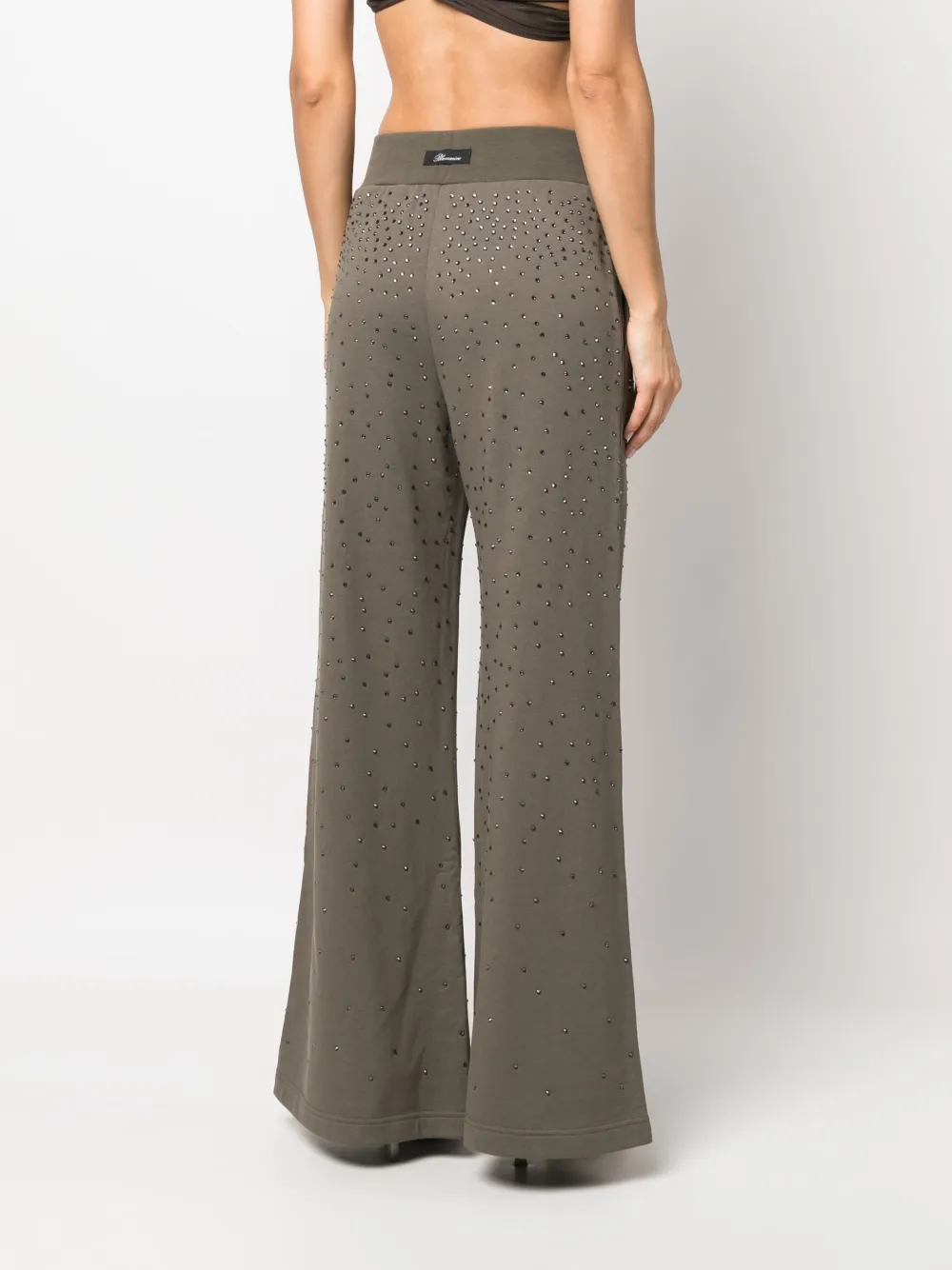Blumarine Crystal-embellished Flared Trousers In Grün