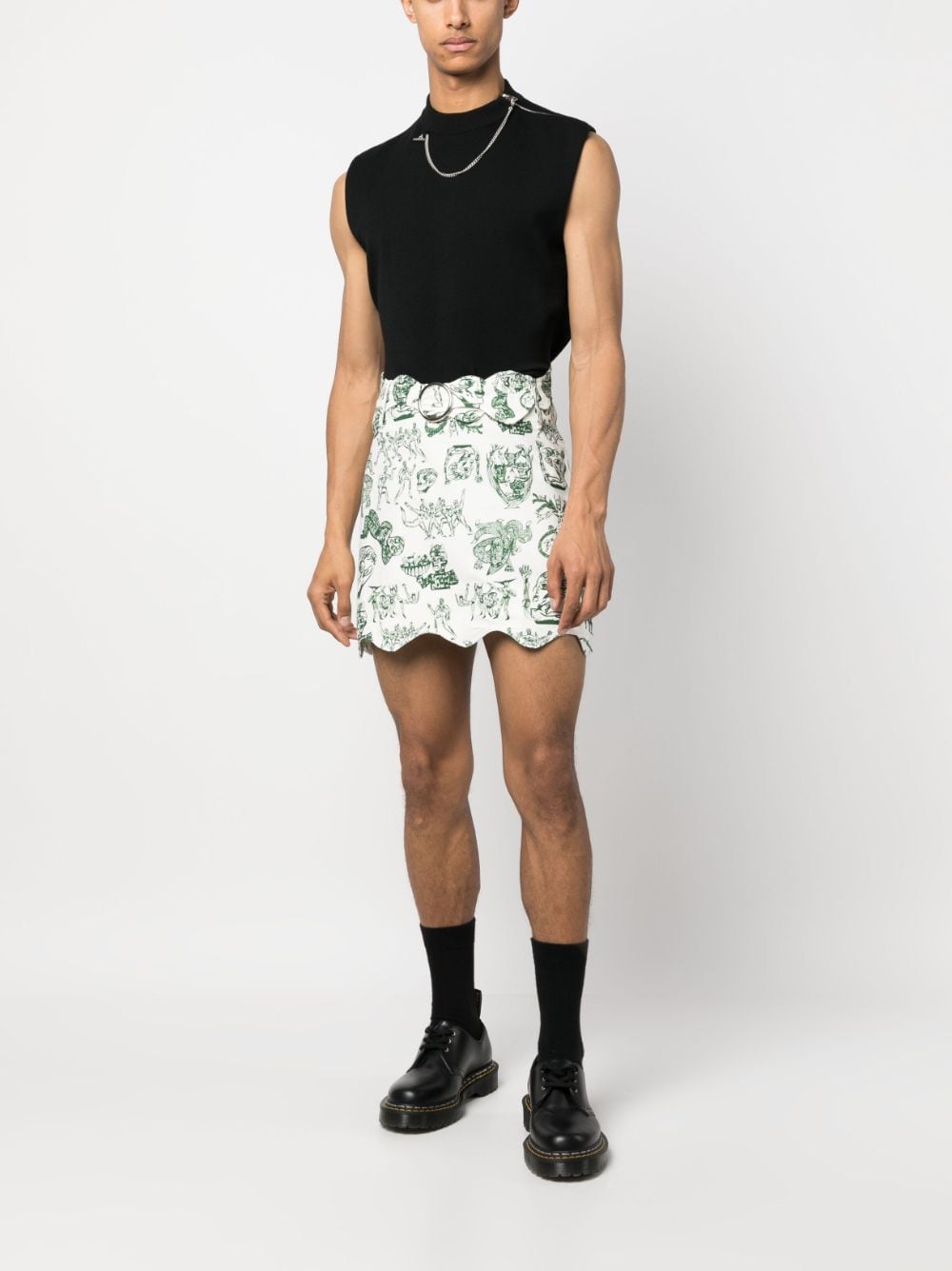 Shop Charles Jeffrey Loverboy Graphic-print Mini Skirt In White