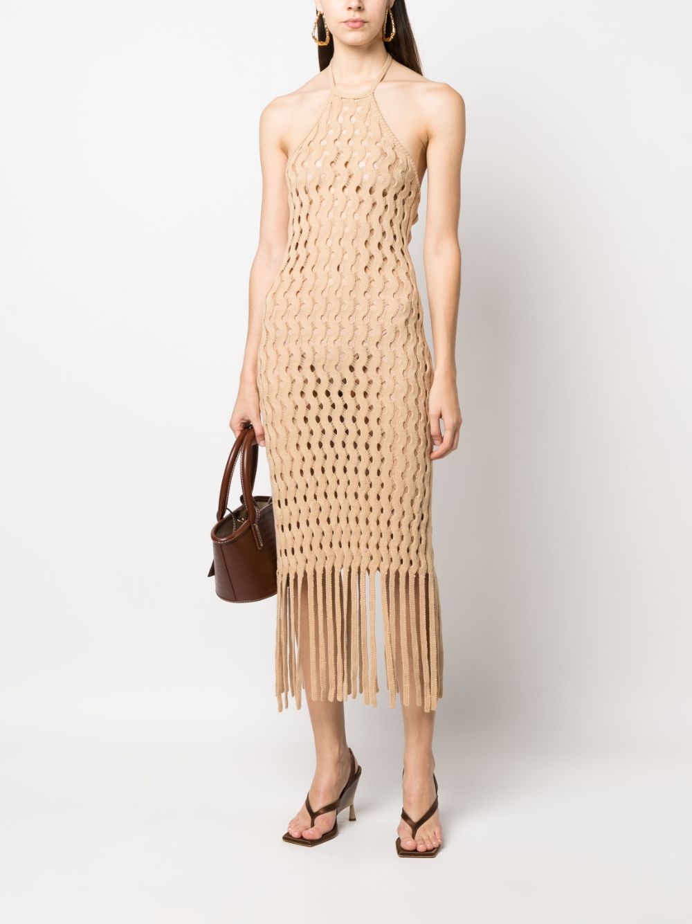 Cult Gaia Rubi open-knit halterneck dress - Beige