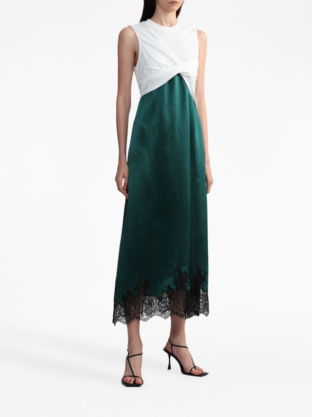 3.1 Phillip Lim Gedrapeerde midi-jurk - WHITE EMERALD