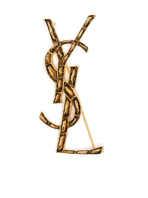 Saint Laurent YSL logo-plaque brooch 