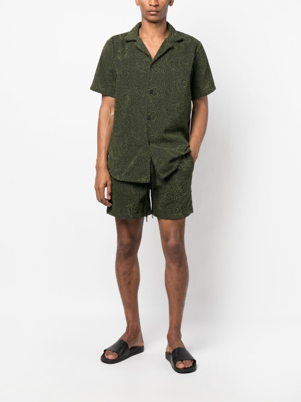 OAS Company patterned-jacquard short-sleeve shirt - Groen