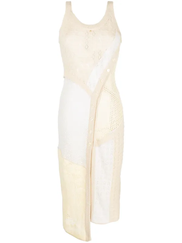ワンピース MARINE SERRE REGENERATED CROCHET MIDI DRESS Marine Serre Regenerated Crochet Midi Dress | Neutrals
