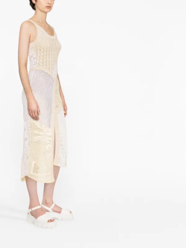 ワンピース MARINE SERRE REGENERATED CROCHET MIDI DRESS Marine Serre Regenerated Crochet Midi Dress | Neutrals