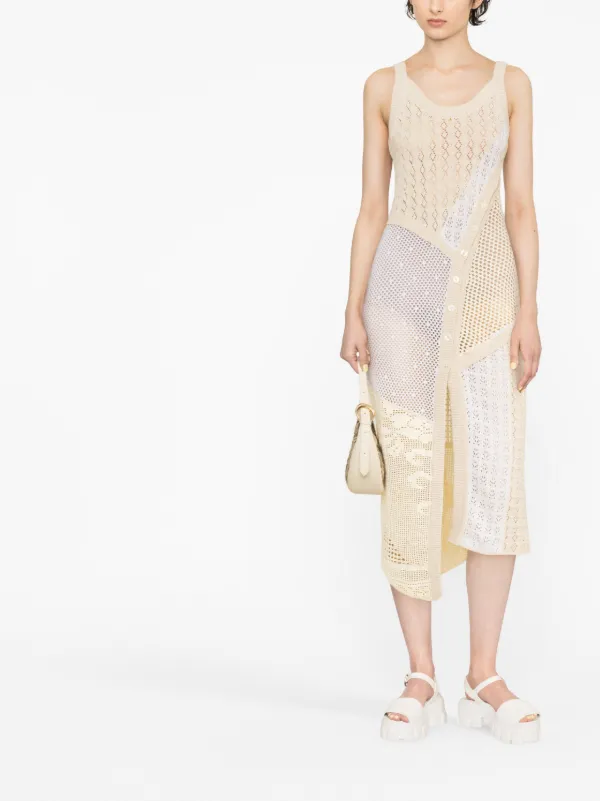 Marine Serre Abito Midi a Crochet Toni Neutri FARFETCH IT