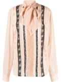 P.A.R.O.S.H. attached-scarf floral-lace blouse - Neutrals