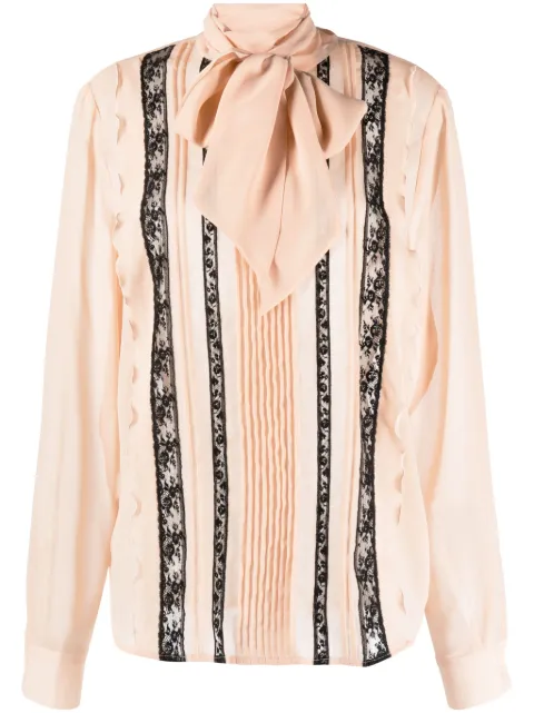 P.A.R.O.S.H. attached-scarf floral-lace blouse