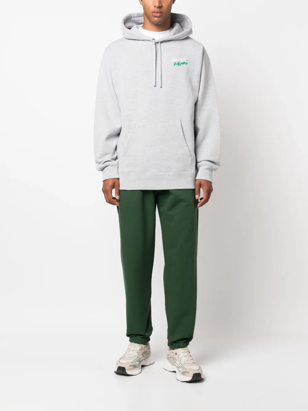 Maison Kitsuné embroidered-logo cotton hoodie - Grijs