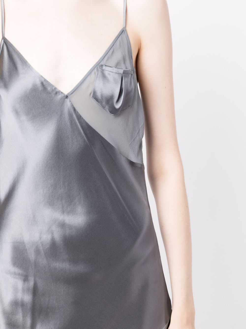 Shop Fleur Du Mal Asymmetric Satin-finish Slip Dress In Silver