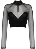 Fleur Du Mal mesh mock-neck crop top - Black