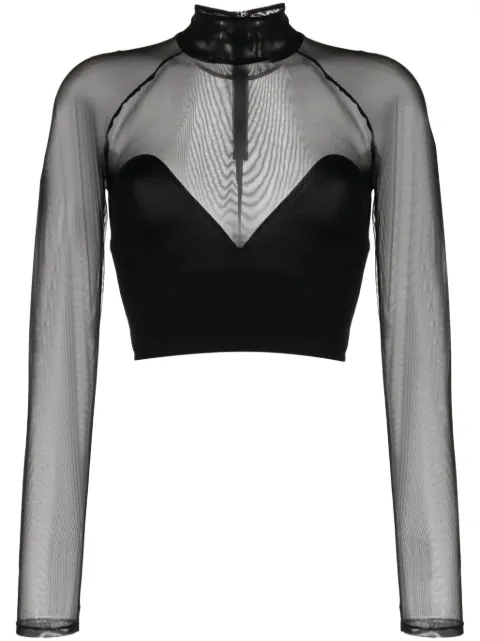 Fleur Du Mal mesh mock-neck crop top